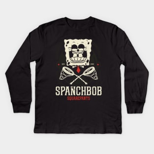 spongebob squarepants skull and Bones butterfly net Kids Long Sleeve T-Shirt